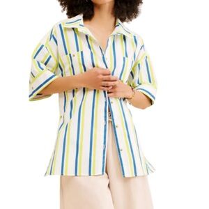 Anthropologie The Boxy Striped Button Down Shirt‎